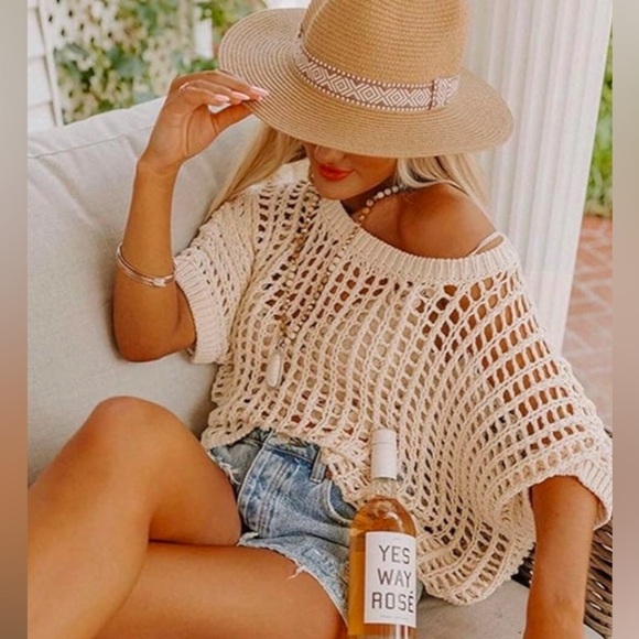 Steve Madden Tan Mesh Women's Top - Picture 9 of 12